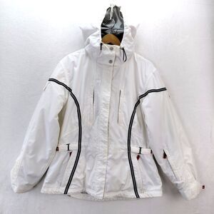 Nils Jacket Womens Size 12 White Full Zip Hooded Winter Ski Snowboard Coat VTG